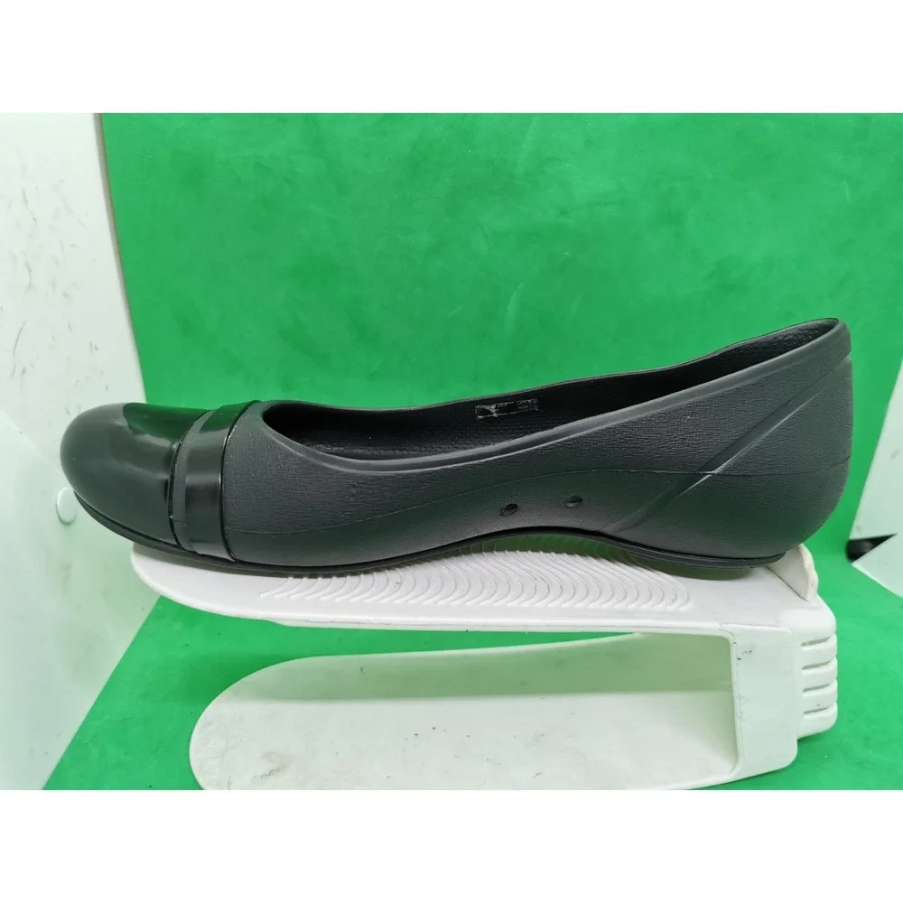 CROCS Patent Cap Toe Ballet  Flats Women's Size 10 Black shoes  slip on comfort